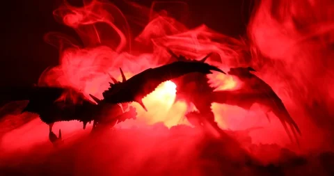Dragons  battle scene. 2 Dragon prepare to fight Stock Footage 85483419