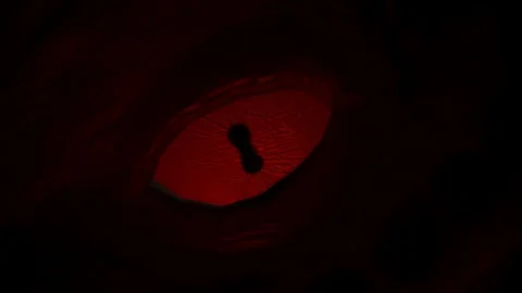 Dragon's eye opening and looking around. Angry Cartoon Animation. Stock Footage 261951223