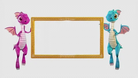 Dragons fly and hold horizont photo frame 库存影片 163343650