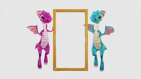 Dragons fly and hold vertical photo frame 库存影片 163344003