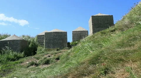 Dragons teeth world war two 2 tank trap and woman Stock Footage 40701654