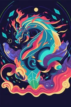 Dragon's Vibrant Plane Pattern Illustration Stock Illustration