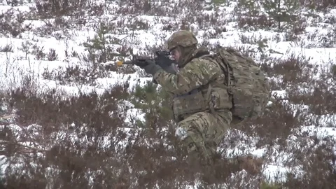 Dragoons of the 2d Cavalry Regiment practiced react to contact - 2015 Video stock 101174561
