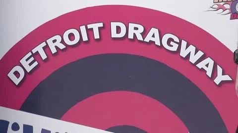 DRAGRACING-015 DETROIT DRAGWAY SIGN Stock Footage