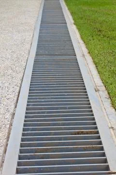 Drain in back garden Foto stock