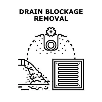 Drain blockage removal process for sewerage system Stock Illustration