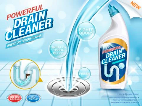 Drain cleaner ads 스톡 일러스트