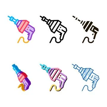 Drain cleaning electric set tool icon vector outline Stock Illustration