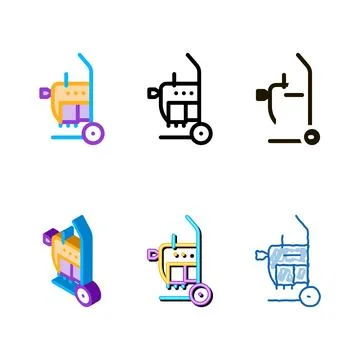 Drain cleaning machine on cart icon multipack vector outline Stock Illustration