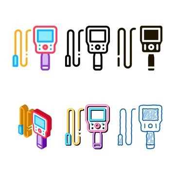 Drain cleaning styleset electronic device icon vector outline Stock Illustration