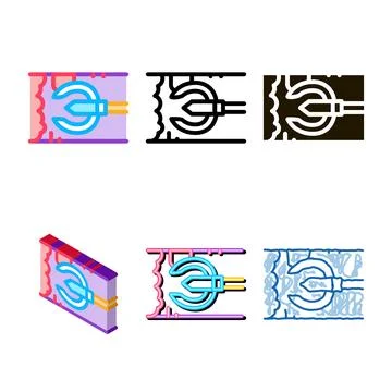 Drain cleaning tool in pipe icon stylized vector outline Stock Illustration