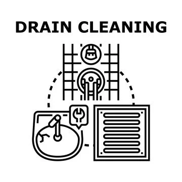 Drain cleaning vector concept illustrating plumber services Stock Illustration