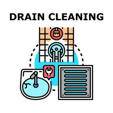 Drain cleaning vector concept illustrating plumber services Stock Illustration