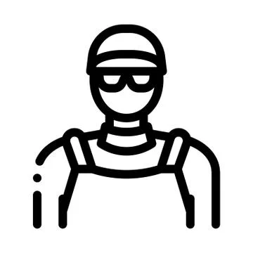 Drain cleaning worker icon vector outline illustration Stock Illustration