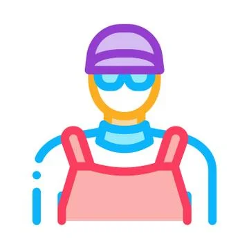 Drain cleaning worker icon vector outline illustration Stock Illustration
