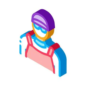 Drain cleaning worker isometric icon vector illustration Stock Illustration