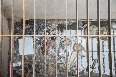 Drain dirty garbage. Stock Photos