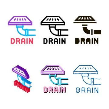 Drain grate icon vector variations outline Stock Illustration