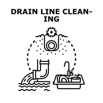 Drain line cleaning process concept illustration Stock Illustration
