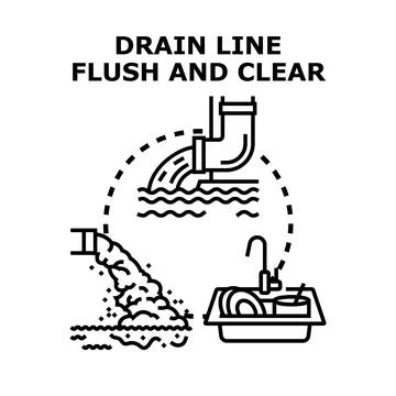 Drain line flush and clear concept vector Stock Illustration