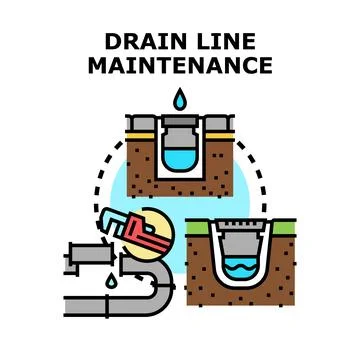 Drain line maintenance service concept vector illustration Stock Illustration
