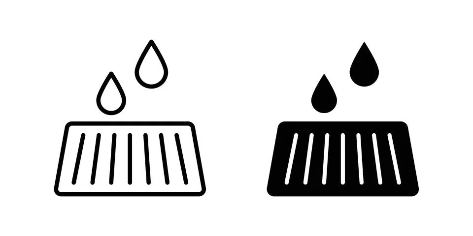 Drain or Drainage icon pack with silhouette and stroke web icons Stock Illustration