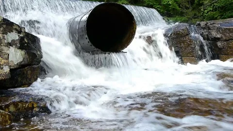 Drain Pipe and Waterfall Video stock 79504939