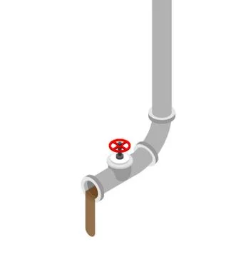 Drain pipe isolated. Sewerage. Tapping water supply. Stock Illustration