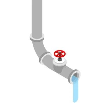 Drain pipe isolated. Sewerage. Tapping water supply. Stock Illustration