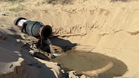 Drain pipe into the ocean 2 Stock Footage 255503509