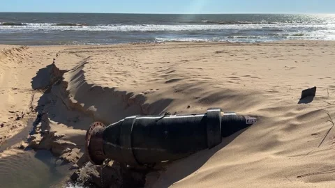 Drain pipe into the ocean 3 Stock Footage 255503512