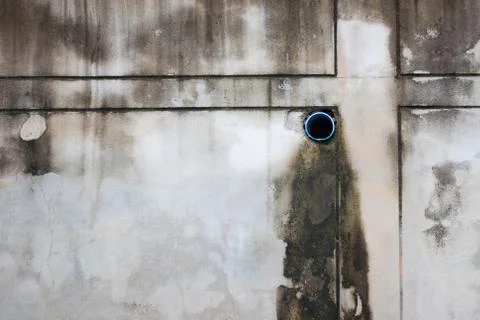 Drain pipe Outflow on concrete wall with Dirty stain Stock Photos