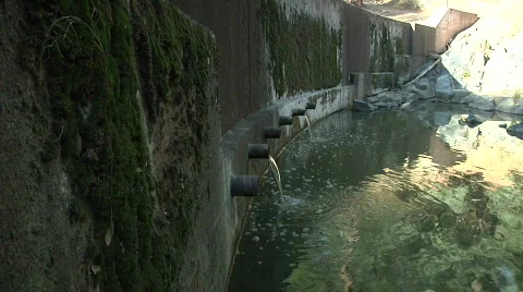 Drain pipes in dam Stock Footage 838626
