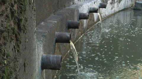 Drain pipes in dam Stock Footage 838636