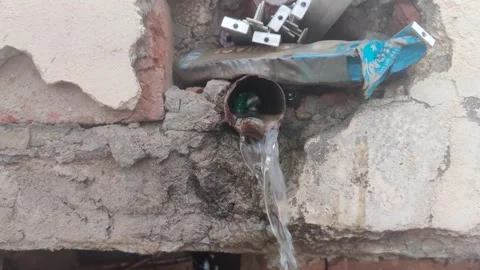 Drain pipes draining water continuously after rainfall Stock-Footage 247734555