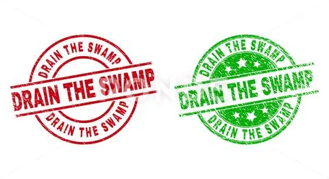 DRAIN THE SWAMP Round Badges with Scratched Texture ~ Clip Art #151717047