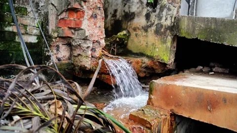 Drain Waterfall During Rain Stock Footage 320958642