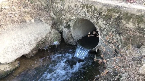 Drainage channels in the rice fields. winter landscape. Stock Footage 84650483