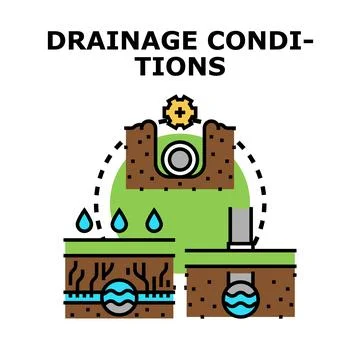 Drainage conditions engineering water system installation process Stock Illustration