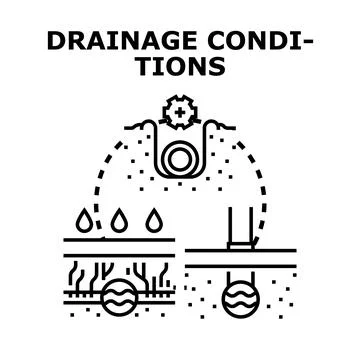 Drainage conditions engineering water system installation process Stock Illustration