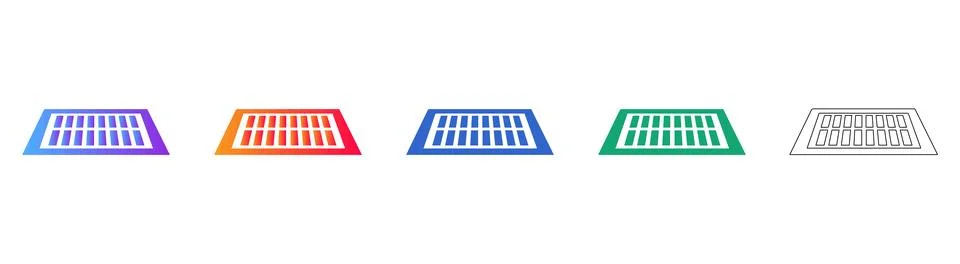 Drainage Grate Isometric Icon Set Stock Illustration