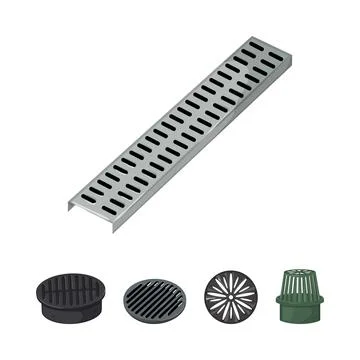 Drainage grates and various drain covers vector set 스톡 일러스트