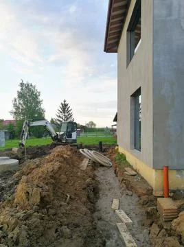 Drainage ground work in progress Stock Photos