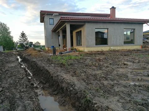 Drainage ground work in progress Stock Photos