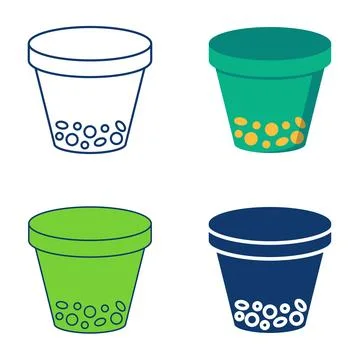 Drainage layer in a pot icon set Stock Illustration