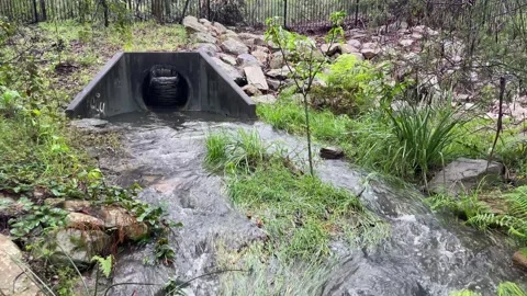 Drainage Pipe Discharging Water After Rain Stock Footage 309849865