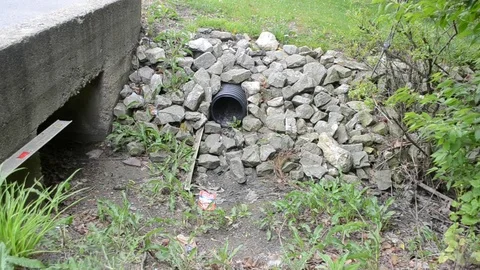 Drainage Pipe - Side of the Road Stock Footage 130153327