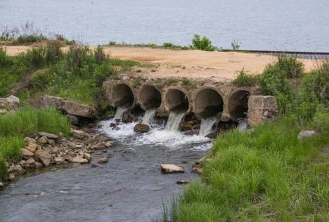 The Drainage Pipe Under The Road Stock Photos