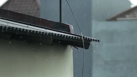 Drainage system in action during intense rainfall event Stock Footage 333348561