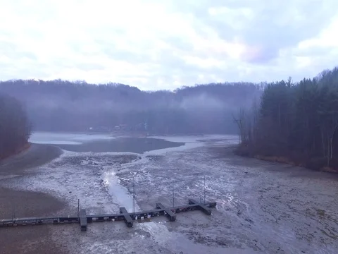 Drained Lake Drone 2.7K Stock Footage